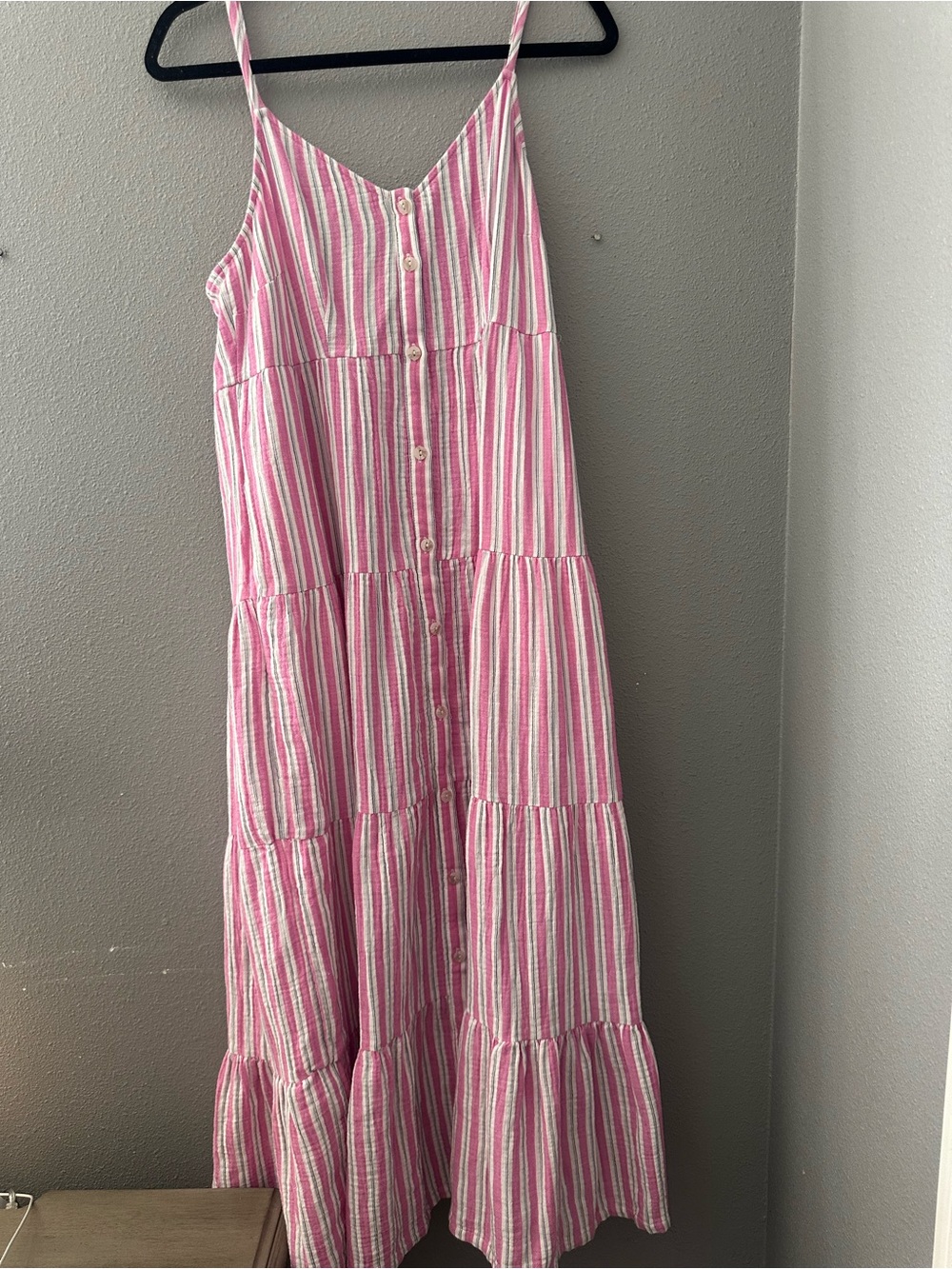 Free People Striped Maxi Dress in Pink & White Size Medium NWT